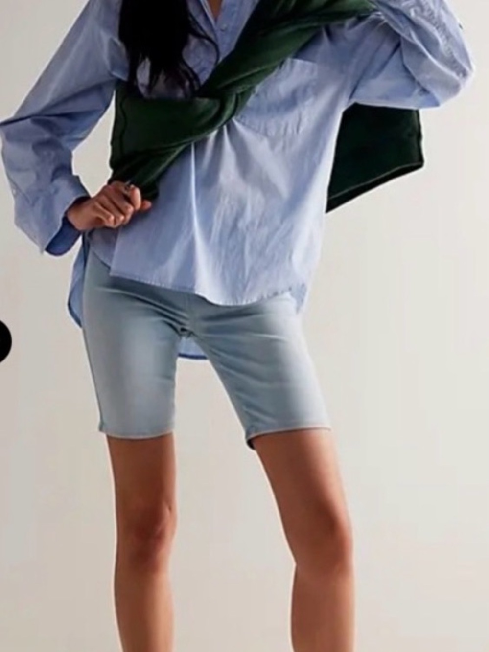 Free People WeThe Free Trixie Denim Pull On Shorts in Wild Card